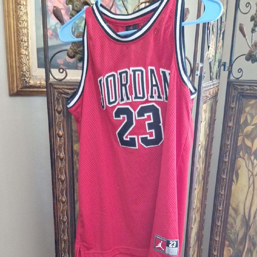 Jordan Red and Black #23 Mesh Basketball Jersey